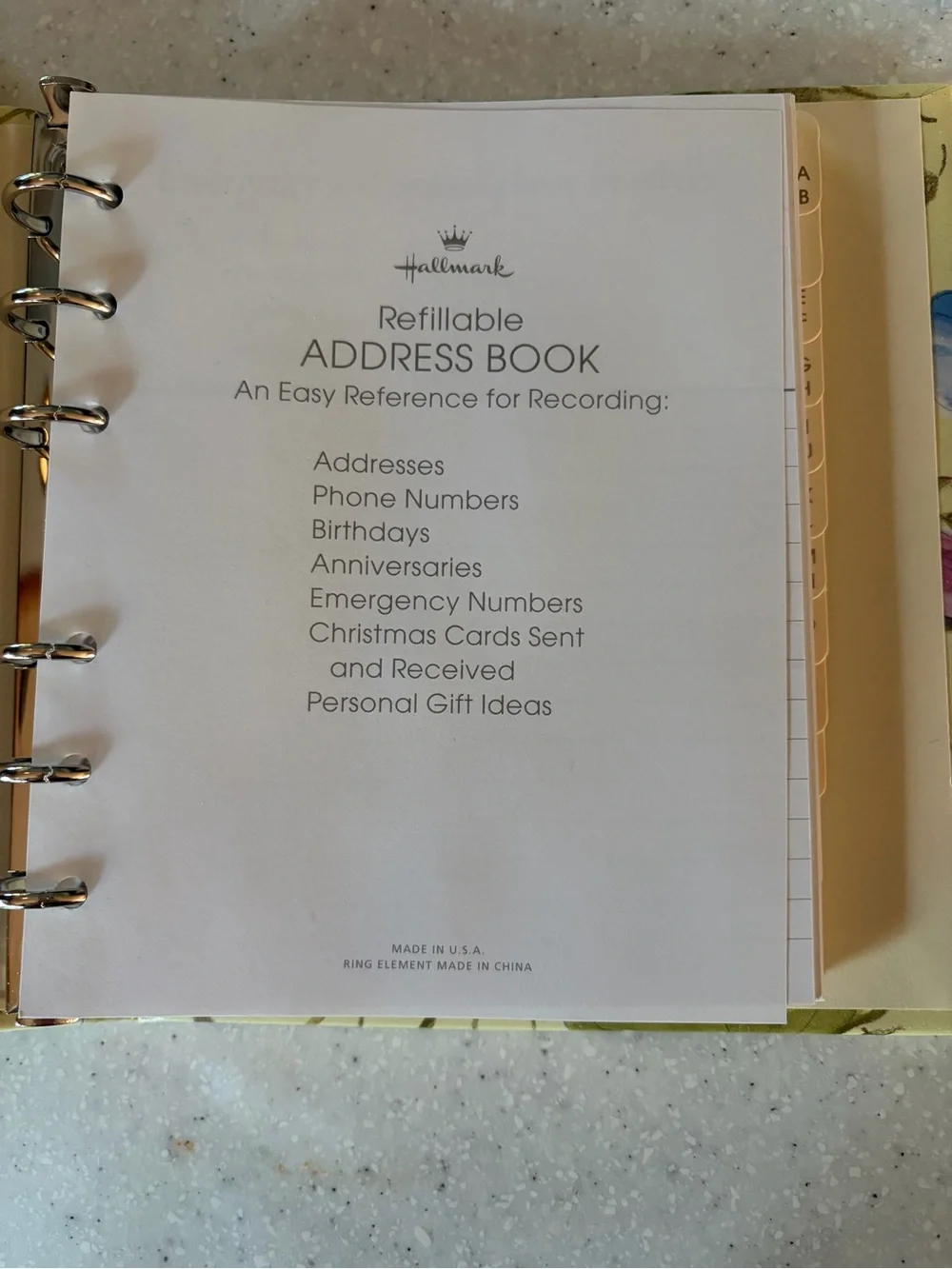 Vintage NEW Hallmark Refillable Address Book Morning Glory Flowers Made in USA